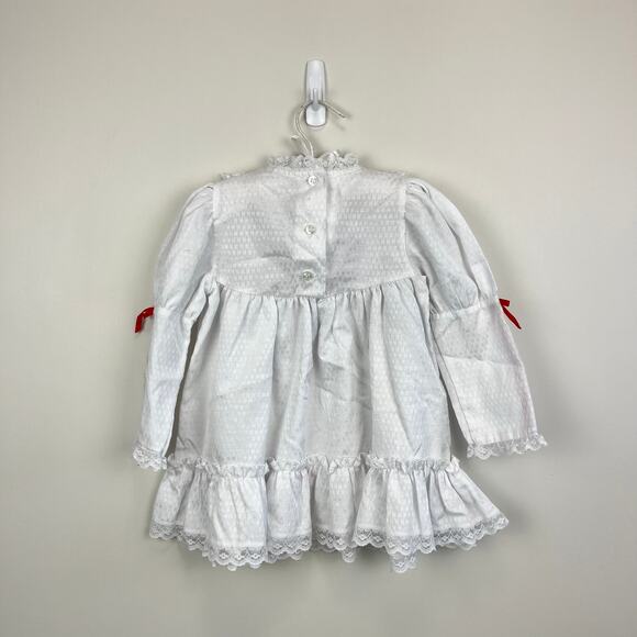 Vintage Winnie the Pooh White Lace Red Ribbon Bow Dress 3T USA - Picture 7 of 9
